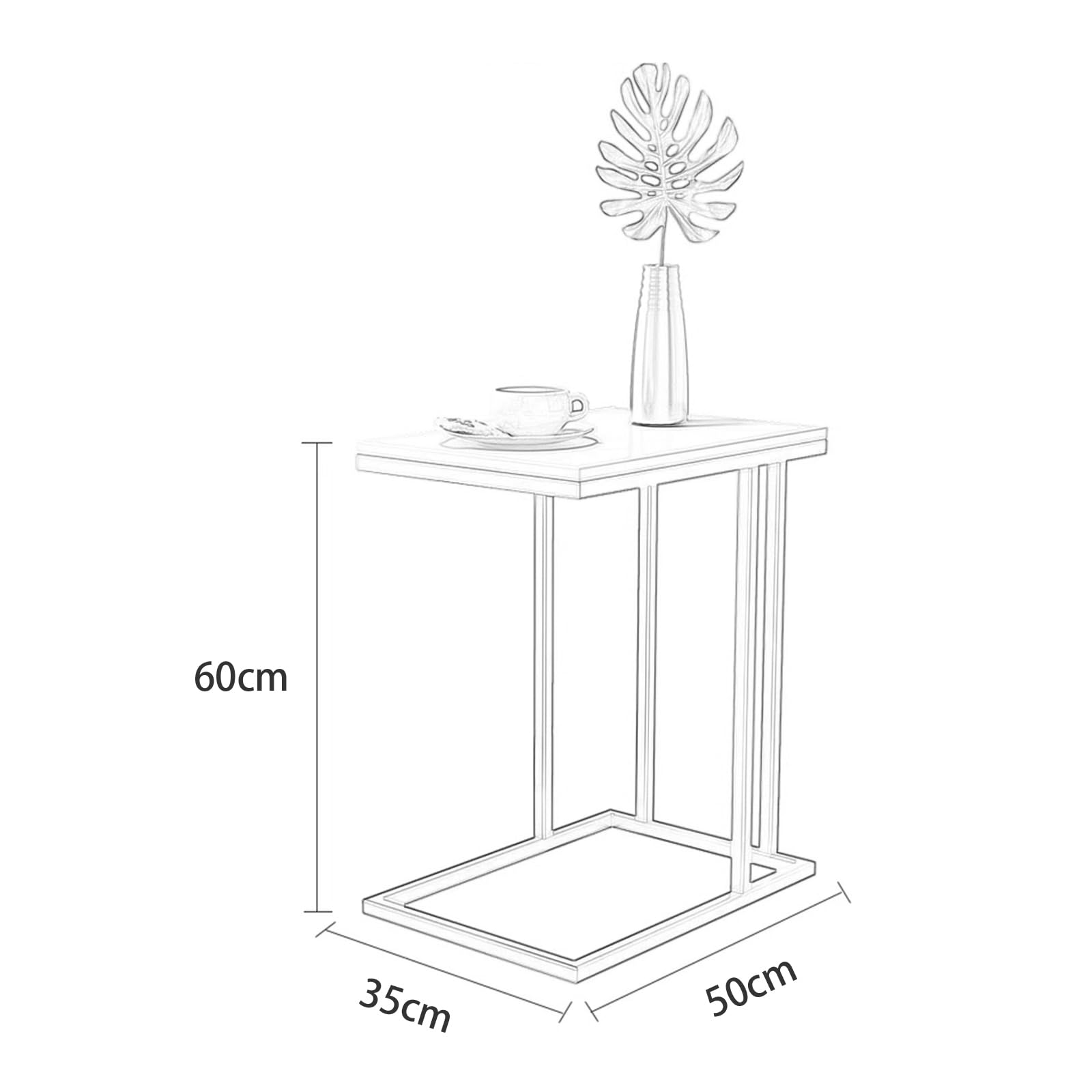 HASMI Petite Table D Appoint, Table D'appoint Côté Canapé, Table D'appoint en Forme de C pour Canapé, Canapé et Lit, Grande Table de Bureau C, pour Salon, Chambre à Coucher