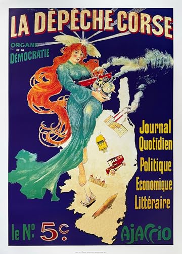 Poster Corse La Dépêche illustration Douhin affiche ancienne 50x70cm