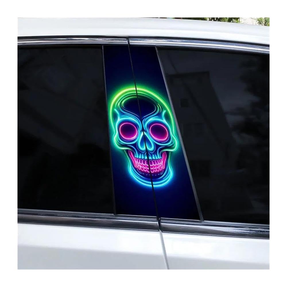 Body Parts 1pair Cool Skull Car B-Pillar Decoration Sticker Vinyl Cover Scratch Decal(C)
