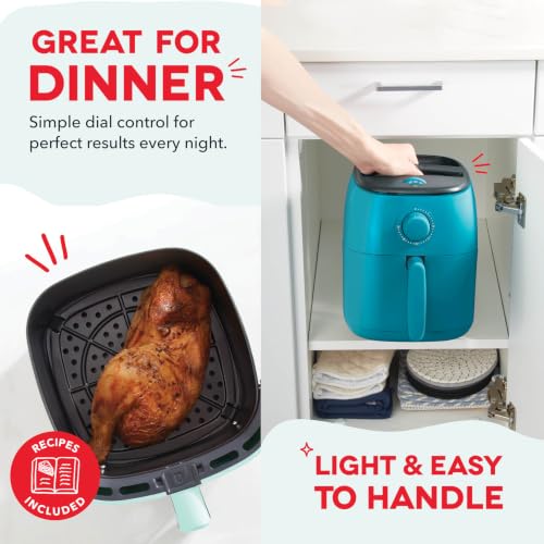 Image of Dash Tasti-Crisp Air Fryer - AirCrisp Technology - Compact Design with Adjustable Temperature Control - Nonstick Fry Basket & Auto Shut-Off Feature - 2.6 Quarts - Teal