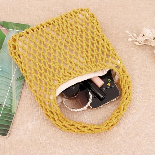 Image of Naimo Straw Beach Bag Woven Rattan Shoulder Bag Fishing Net Handbag Cotton Rope Tote Summer Crochet Hobo Bag