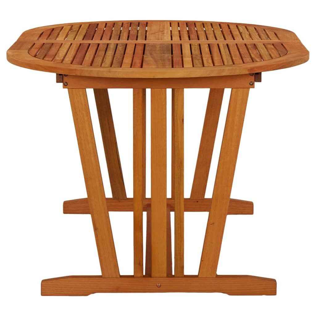 Tavolo da giardino allungabile in legno massiccio di eucalipto, 200 x 100 x 75 cm, con pratico foro per ombrelloni, ideale per pasti in terrazza o in giardino.