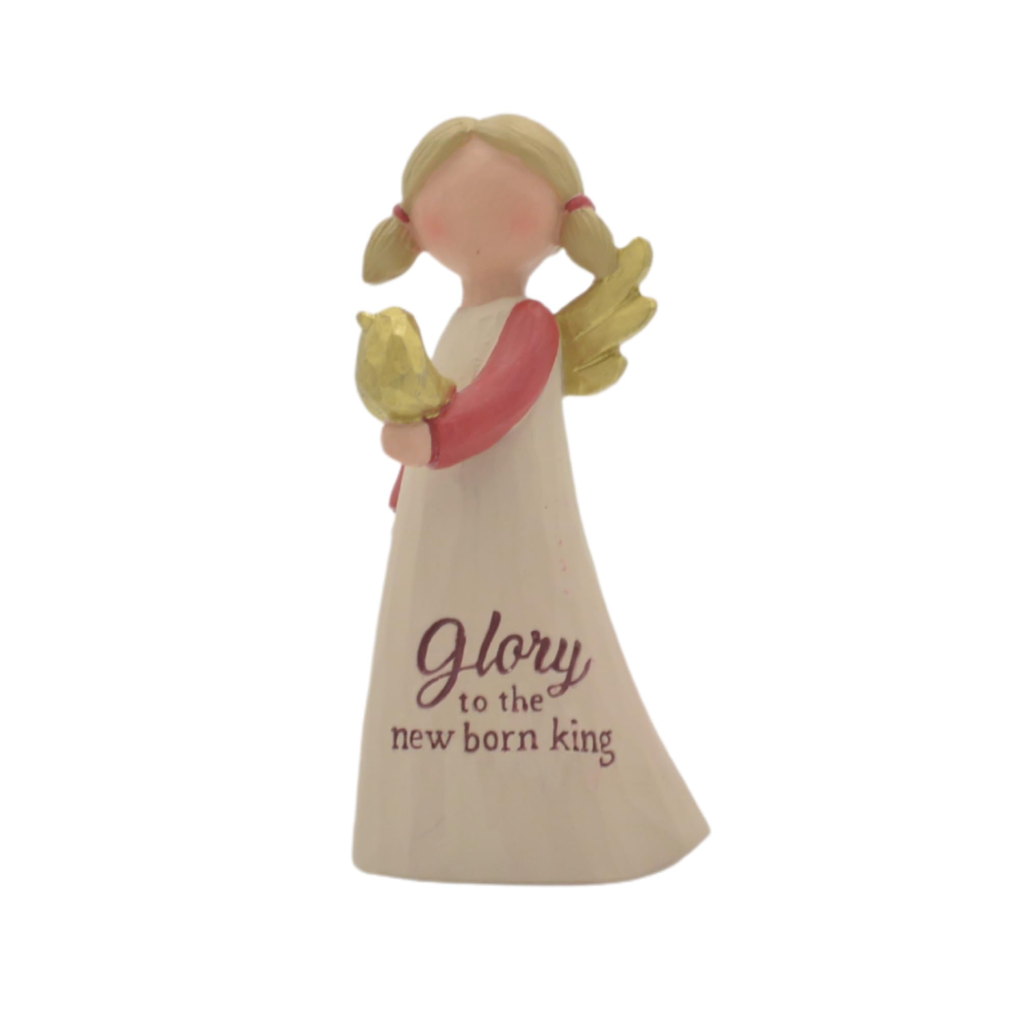 Feather & Grace Angel Hand Painted Resin Decorative Figurine Resin with Glory To The New Born King Message