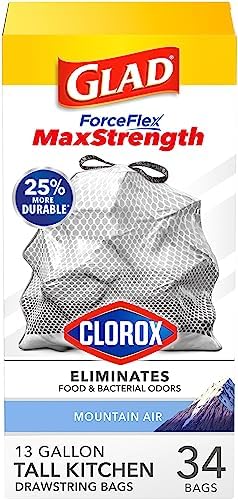 Glad ForceFlex MaxStrength with Clorox Tall Kitchen Trash Bags, 1...