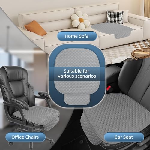 Image of BROGBUS Car Seat Cover for Front Seats Universal Fit for Car, SUV & Sedan Anti-Slip Soft Cushioned Seat Cover with Storage Pocket, Grey (2 Pieces)