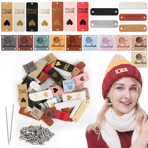 Aeelike Leather Tags for Handmade Items - 80 Pcs...