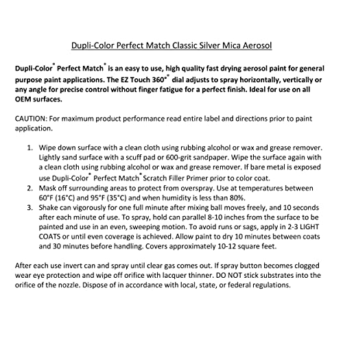Image of Dupli-Color EBTY16177 Perfect Match Automotive Spray Paint - Toyota Classic Silver Mica, 1F7 - 8 oz. Aerosol Can
