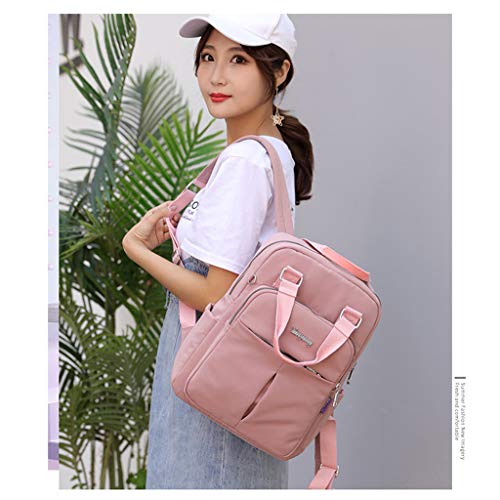Moda Feminina Lona Mochila Ombro Bolsa Casual Esporte Trabalho Bolsa Sacola - Rosa