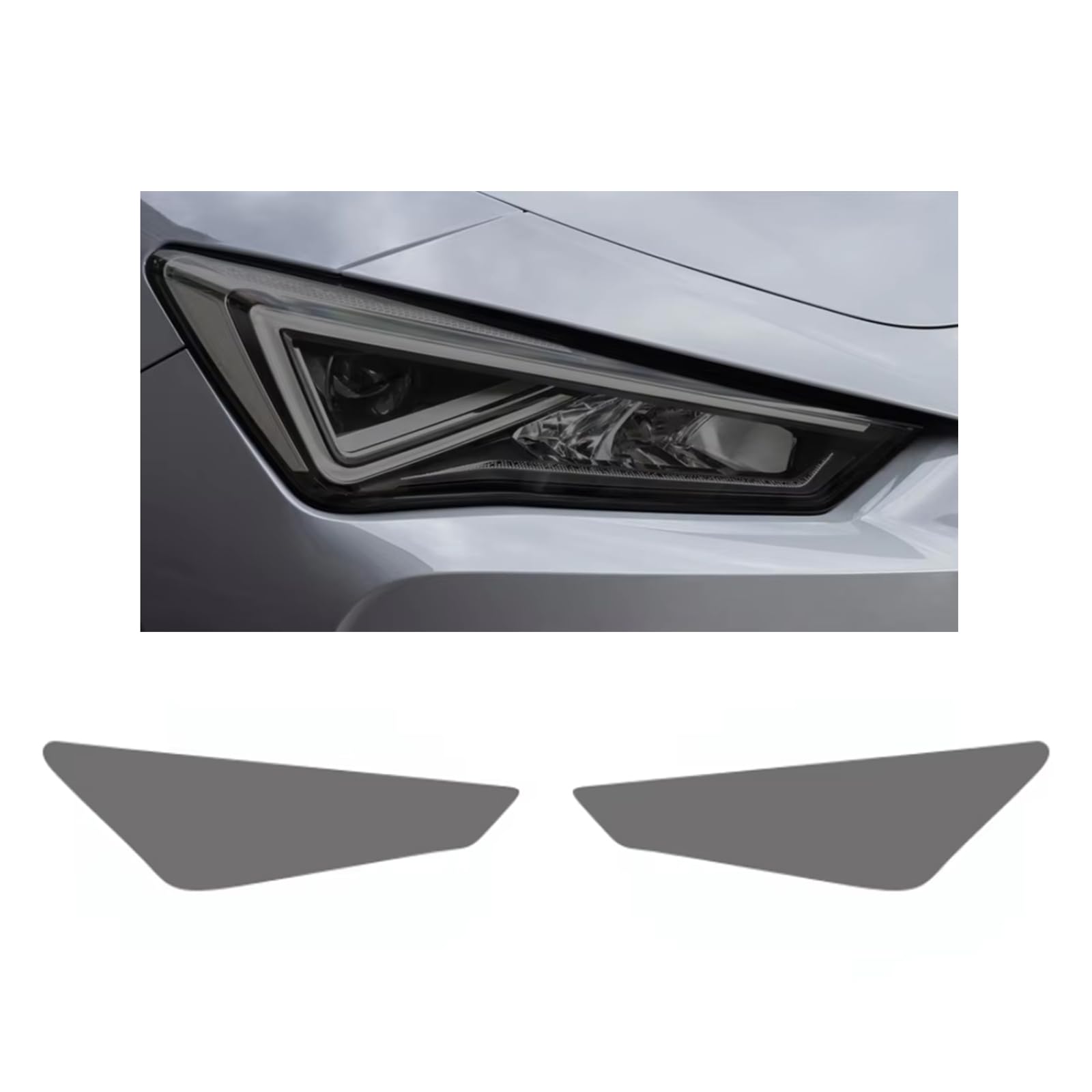 Headlight Film for Cupra Leon 2021-2025, 1Set Transparent/Smoke Black Car Headlight TPU Protective Film