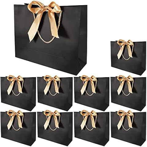 Elegant Black Gift Bags with Gold Bow Cover