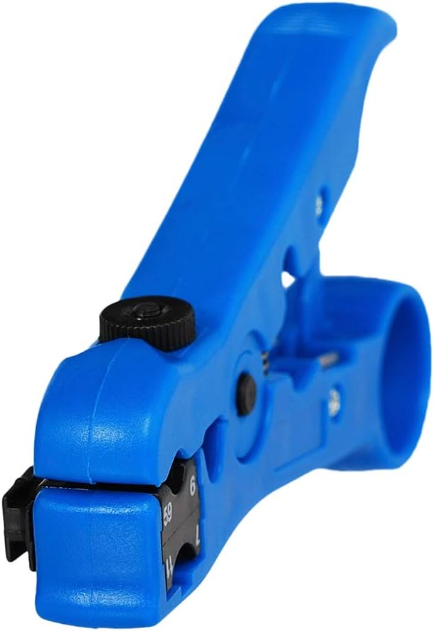 Universal Multifunctional Automatic Wire Stripper Cutter,Manual Stripping Tool, Cable Stripping Pliers for Flat or Round RG-59 RG-6 RG-7 RG-11(Blue)