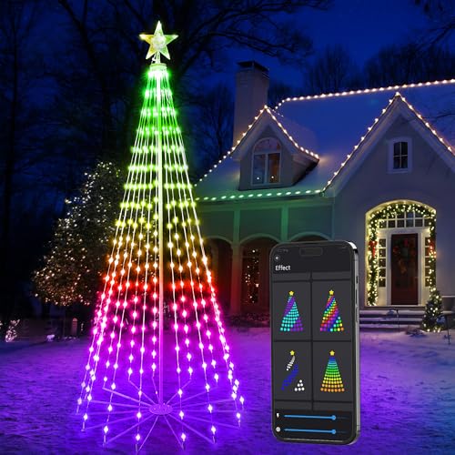 Brizled Smart Lighted Christmas Tree, 6FT 265 LED RGB Christmas