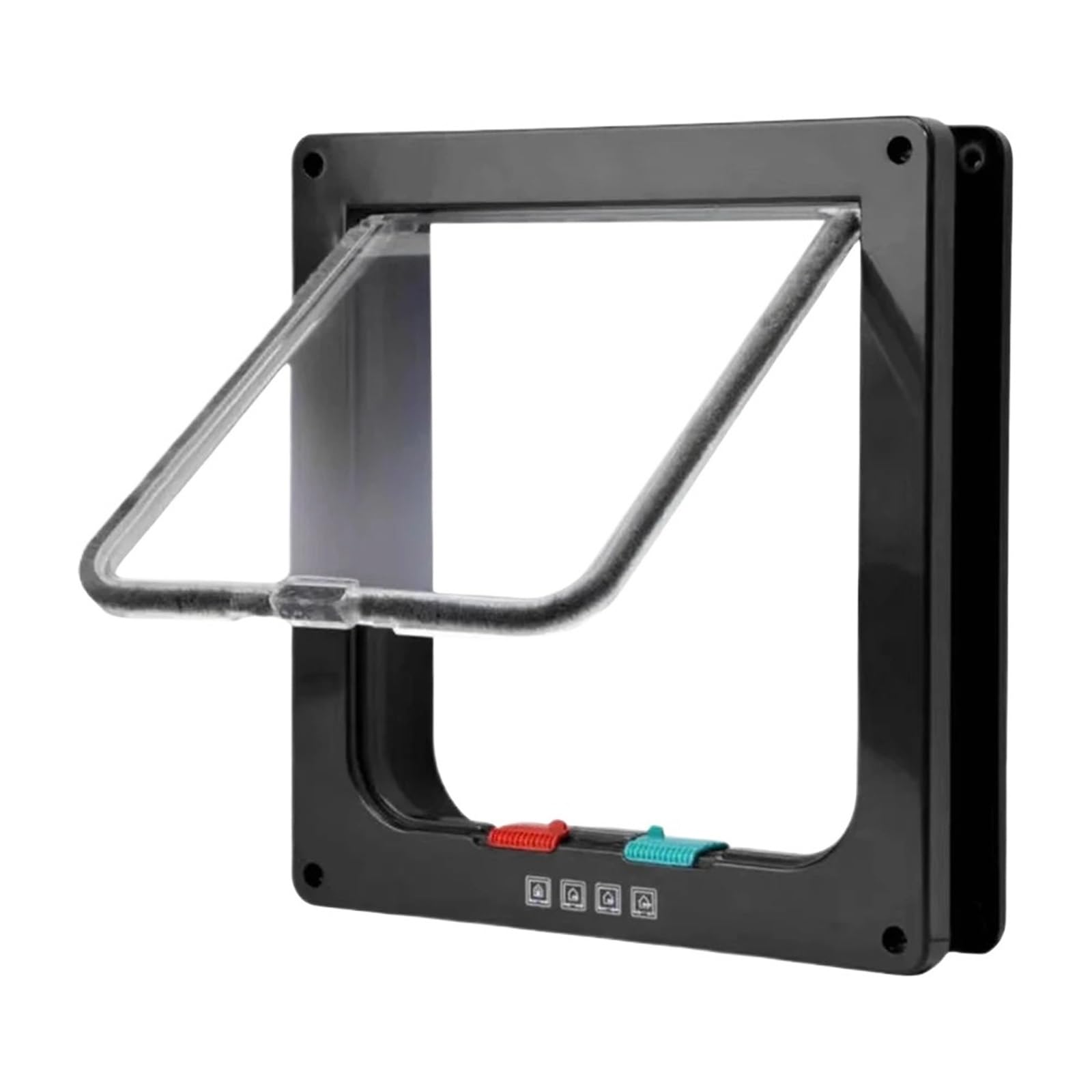 Gateras para Puertas Puerta con Cerradura de Seguridad 4 vías, for Cachorros y Gatitos, Puerta pequeña plástico ABS for Mascotas Perros(Black,L)