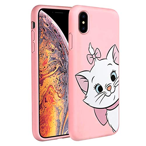 ZhuoFan Cover iPhone Xs Max, Custodia Cover Silicone Rosa con Disegni Ultra Slim TPU Morbido Antiurto 3d Cartoon Bumper Case Protettiva per iPhone Xs Max, Gatto