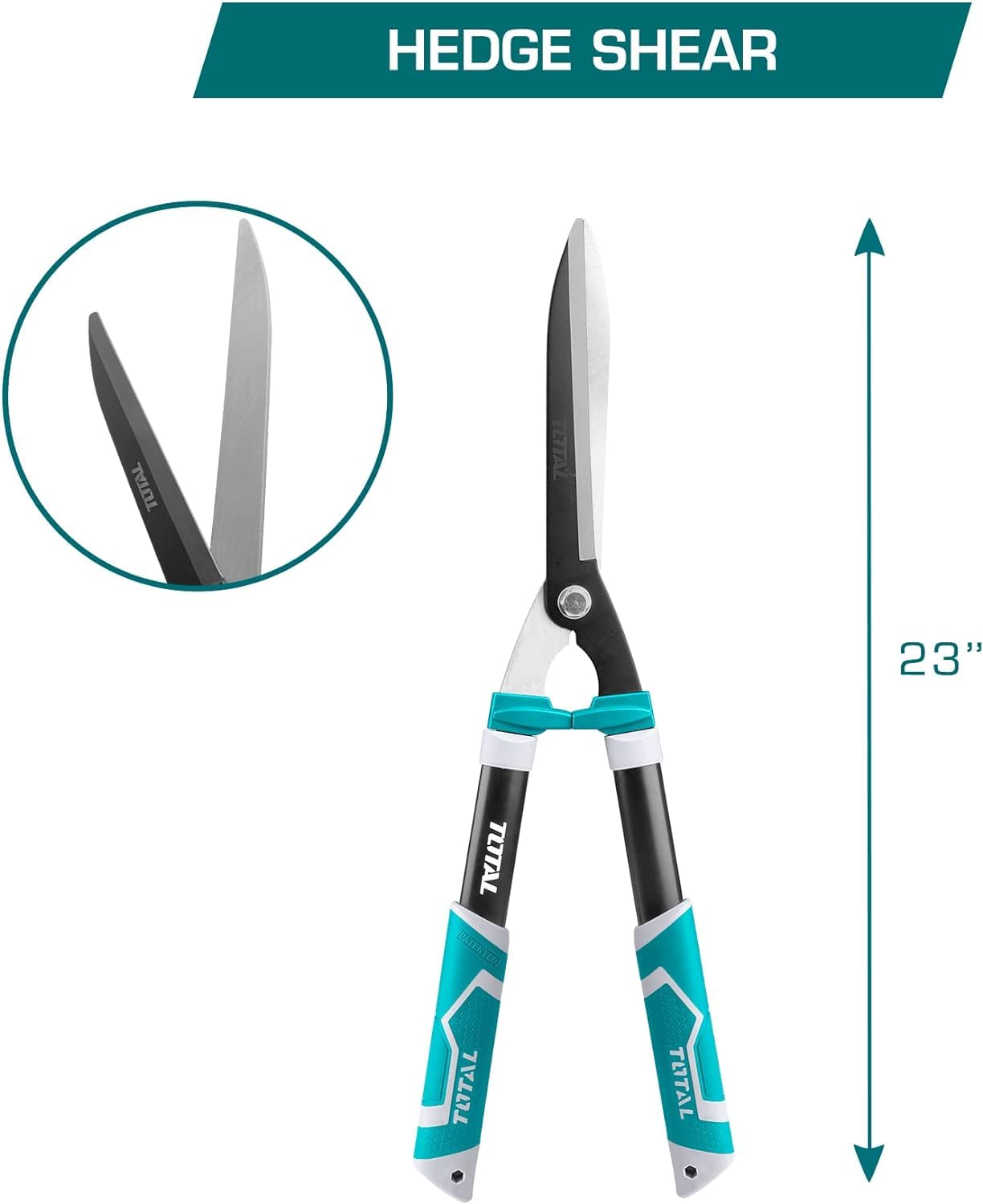 Total Tools - Ensemble de Coupe pour Jardinage Mod. THT1576033 - Set de 3 Ciseaux de Taille: 1 de 220 mm, 1 Cisaille à Haies de 580 mm et 1 à Deux Mains de 725 mm - Kit Complet pour Taille et Jardin