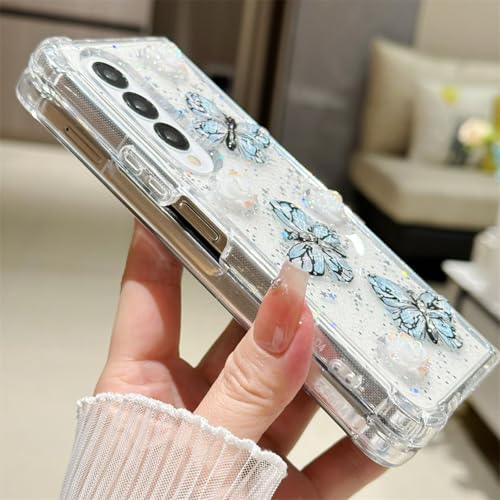 Coque Samsung Z Fold 5 motif fleur papillon rigide transparente et durable - 7