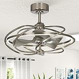 Ceiling Fan with Lights Remote Control Modern Small Ceiling Fan Light Kit, 27 Inch, Brushed Nickel