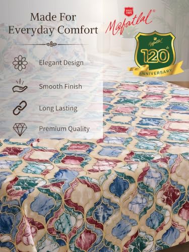 Image of Mafatlal 130 GSM Pearl Single Size Bedsheet with 1 Pillow Cover | 60 x 90 Inches | Premium Soft Microfiber Fabric | Breathable, Lightweight, Fade Resistant, Easy Care Bedding Set | Multicolor.