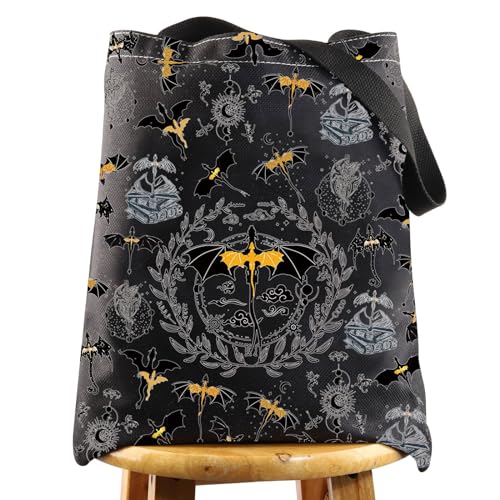 WZMPA Wing Dragon Tote Bag Dragon Ridder Inspired Gift Violet Sorrengail Reusable Grocery Bag Bookish Merchandise (Wing Dragon-T BL)