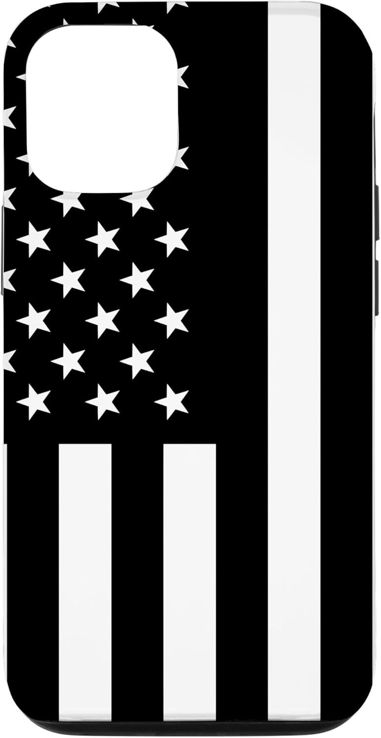 iPhone 13 White Black Patriotic American Flag Case