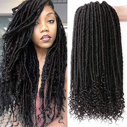 7 Pack/Lot Faux locs Extensions de Cheveux au Crochet locs déesse crochet tresses fin bouclé cheveux tressés Tresses au Croche Extensions de Cheveux au Crochet (#1B) Cover