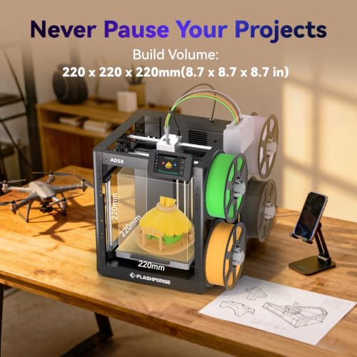 Image of FLASHFORGE AD5X Multi-Color 3D Printer with IFS,Fully Auto Leveling FDM 3D Printer with Max 600mm /s High Speed Printing and Max 300C Nozzle,Large Printing Size 220 * 220 * 220mm