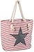 styleBREAKER Strandtasche in Streifen Optik mit Stern, Schultertasche, Shopper, Damen 02012037, Farbe:Rot-Weiß/Grau