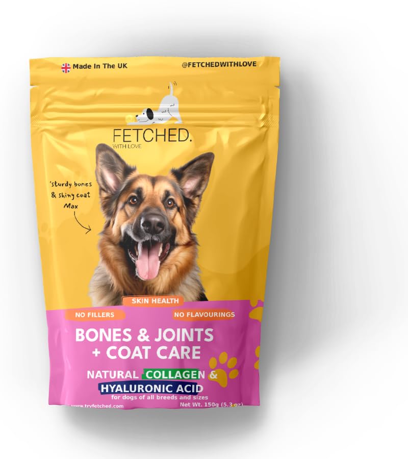 Premium Dog Collagen Supplement with Hyaluronic Acid, Glucosamine, and Vitamin C – Supports Joint Health and Mobility. Food topper suitable for dogs Made in UK.