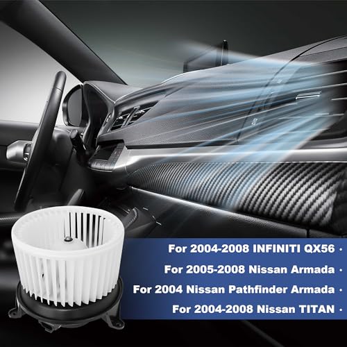 Image of PartsFlow 700174 HVAC Blower Motor with Fan Compatible With 2005-2015 Nissan Armada 5.6L 2004-2015 Titan 5.6L 2004-2010 Infiniti QX56 5.6L 27226ZH00A