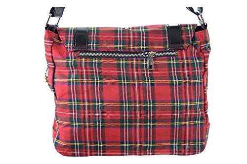 Lost Queen Punk Rock Studded Red Tartan Plaid Crossbody Purse4