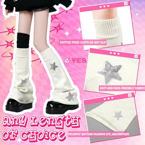 Image of Geyoga Y2k Accessories Harajuku Leg Warmers Gyaru Clothes Japanese Kawaii Girls Leg Warmers Goth Cute Lolita Knit Boot Socks