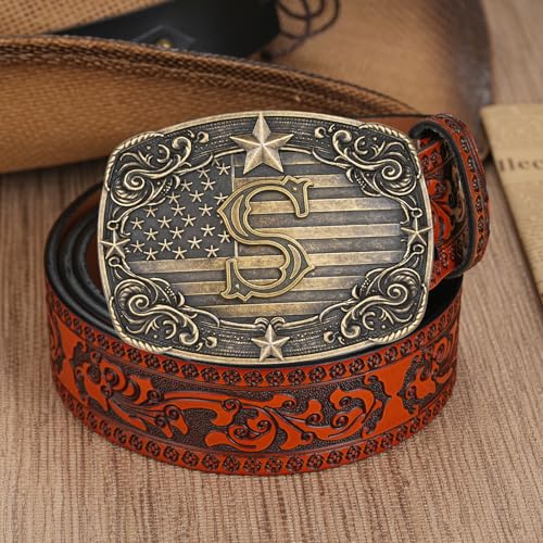 Image of Western Belt Buckle for Men Women Initial Letter A to Z Cowboy Belt Buckle Texas Buckle hebillas vaqueras para hombre