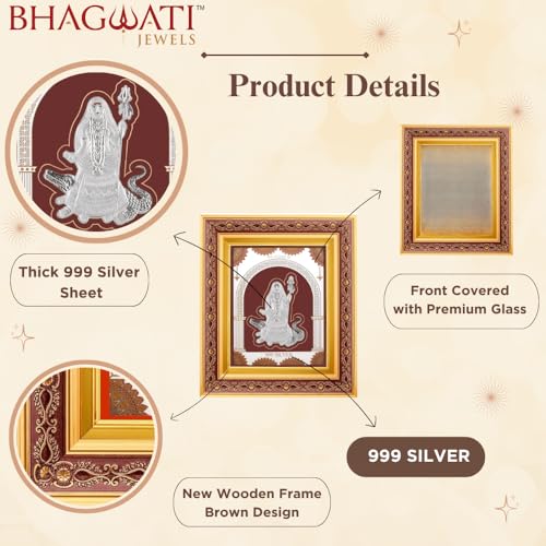 Image of 999 Pure Silver Khodiyarmaa Frame | Divine Home Decor | Wall Mount Square Photo for Gift, Wooden PhotoFrame for Temple & OfficeDecor, SilverGift Items | hangingframe (10.50 inch x 9 inch Inch)
