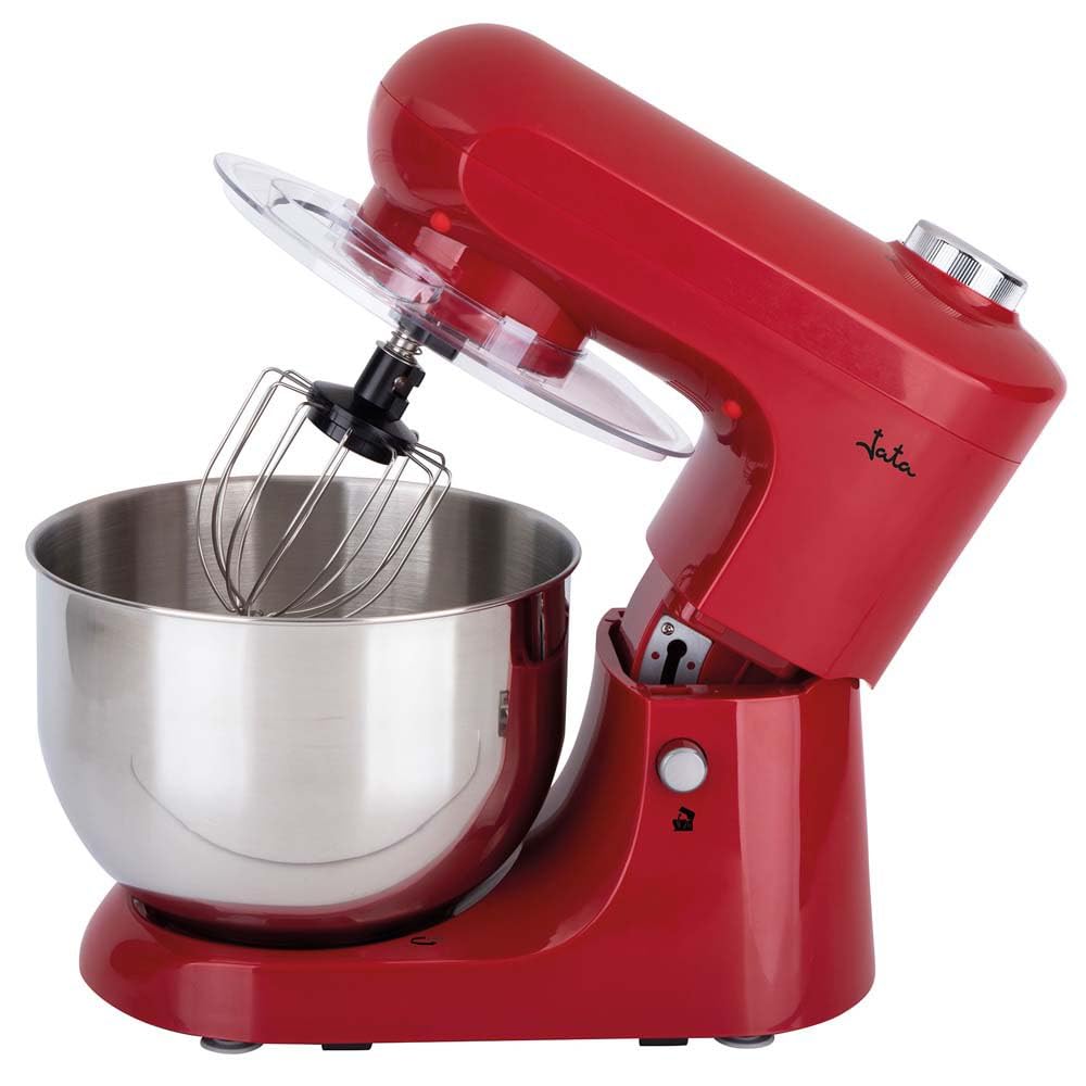 Jata JEMA1502 Batidora Amasadora Mezcladora con Bol de Acero Inoxidable de 5 L, 1200 W, 6 velocidades + PULSE, Base Giratoria, Tapa antisalpicaduras, Incluye accesorios