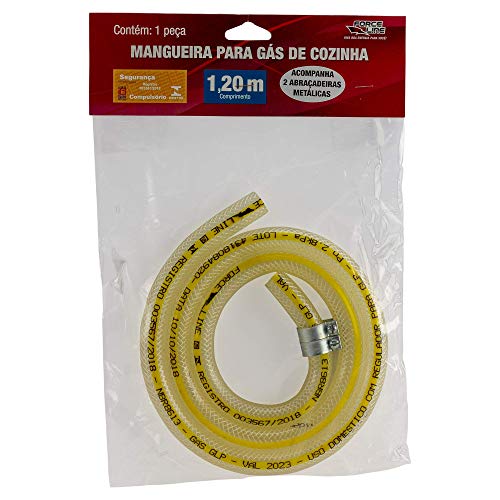 MANGUEIRA GAS GLP 1,20M C/ABRACADEIRA METALICA Force Line