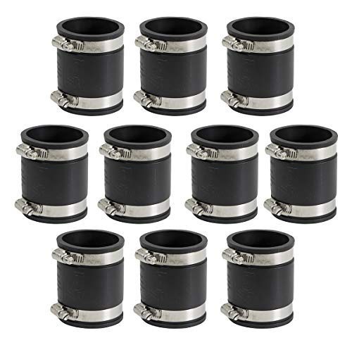 Image of SUPPLY GIANT 6I47Y30 Flexible PVC Coupling with Stainless Steel clamps 2 inch, Black (pack of 10)