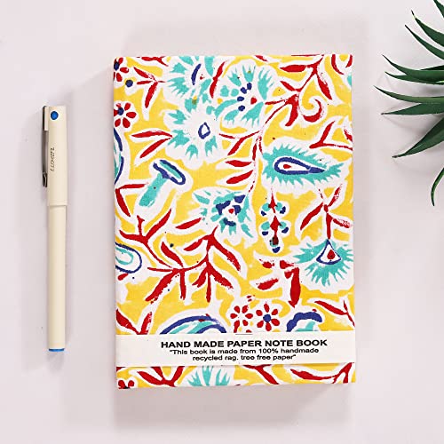 Image of Ravaiyaa - Attitude is everything Hand Block Printed Fabric Journal Handbound Notebook Gifts for Writers Recycled Paper Notebook Diary