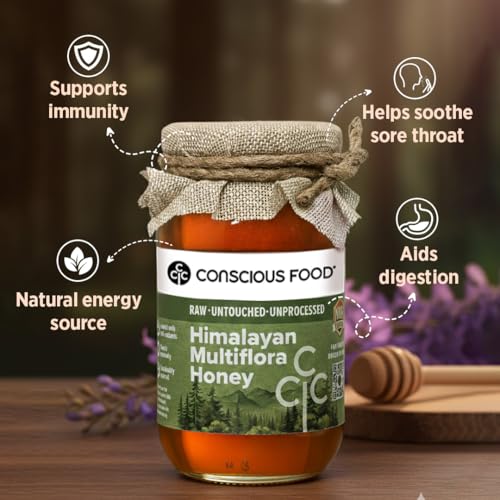 Image of Conscious Food Himalayan Multi Flora Honey | 500 gm | NMR Tested Honey | Tested in German Lab | Raw, Unheated and Unpasteurized