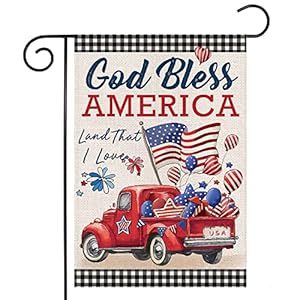 4th of July Garden Flags for Outside,Patriotic American Truck with Flags Buffalo Plaid Small Yard Flags for Outdoor,Memorial Independence Day Decorations for Farmhouse Holiday Summer 12x18 Inch Double Sided 4th of July Garden Flags for OutsidePatriotic American Truck with Flags Buffalo Plaid Small Yard Flags for OutdoorMemorial Independence Day Decorations for Farmhouse Holiday Summer 12×18 Inch Double S