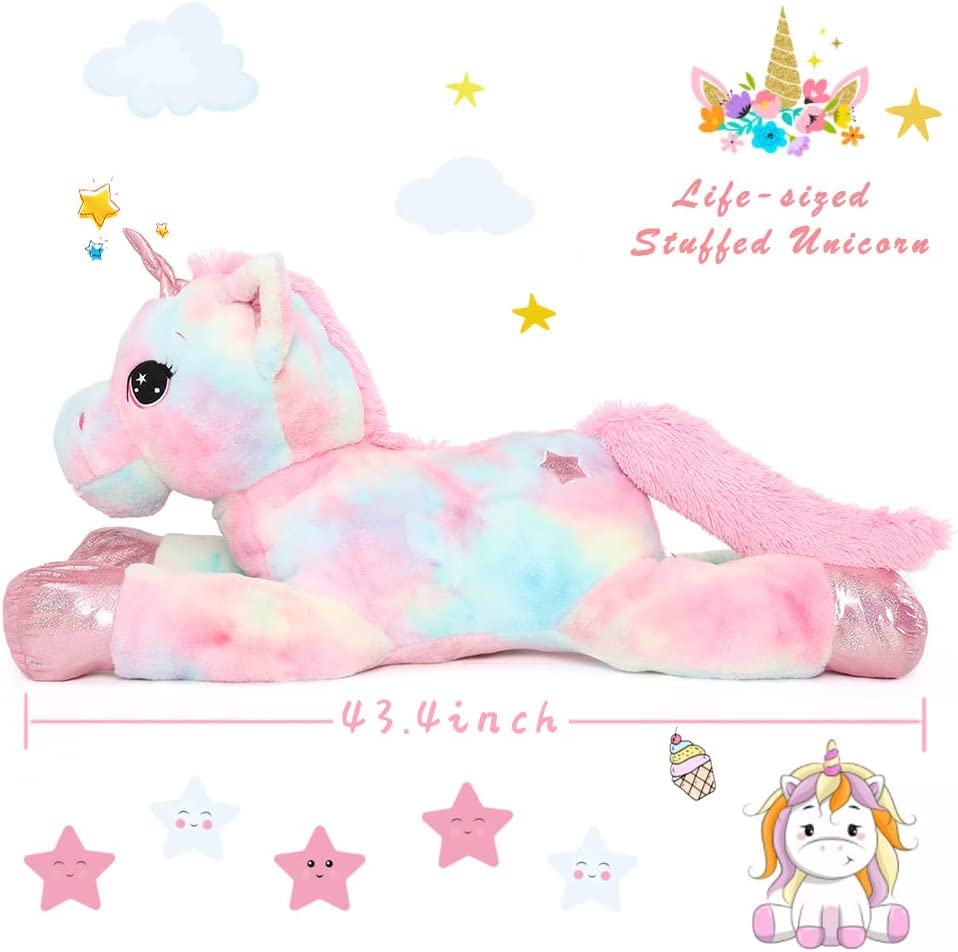 Image of AVSHUB Rainbow Unicorn Soft Toy for Kids | Multicolor Plush Stuffed Animal Toy for Boys, Girls & Birthday Gift | 70 cm