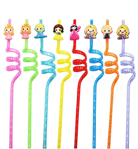 Pajitas en espiral de plástico de PVC reutilizables de 8 piezas con animales para niños para regalo festivo de fiesta de cumpleaños Cover