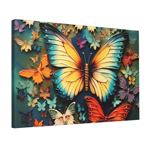 Toile murale moderne papillon coloré OUSIKA 45,7x30,5 cm pour salon