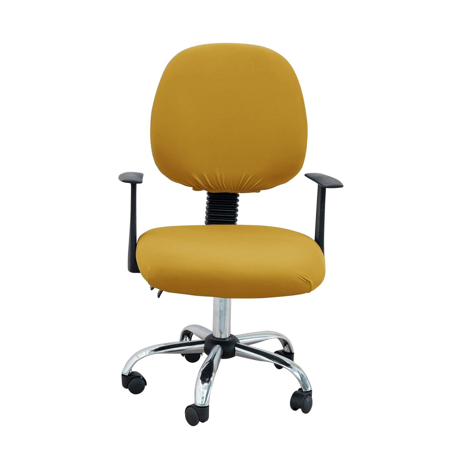 Housse de Chaise de Bureau Extensible Universelle Lavable - 2 Pièces Extensibles en Tissu Spandex - Protection Amovible Moderne sans Accoudoirs (Curcuma,6 Pièces)