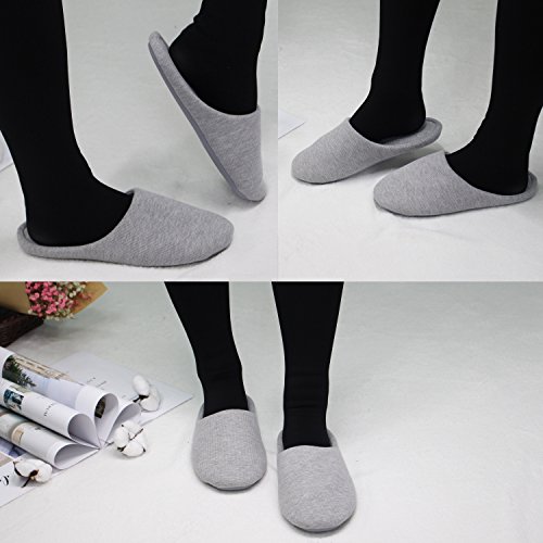 Image of ofoot Women's Non-Slip House Slippers - Lightweight Cotton Memory Foam Indoor Slip-On, Machine Washable & Foldable Travel Design for Home, Yoga, Narrow /Wide Fit Options