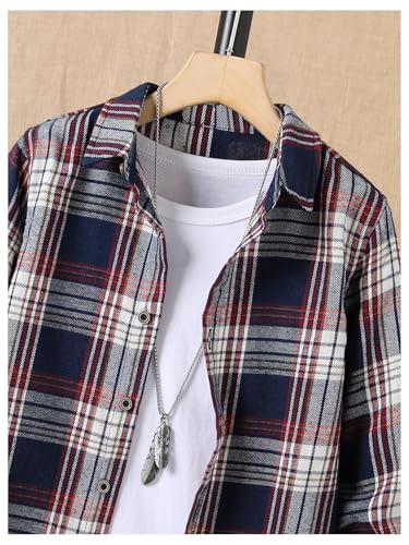 WDIRARA Boy's Plaid Shirt Jacket Button Down Long Sleeve Collar Outerwear3