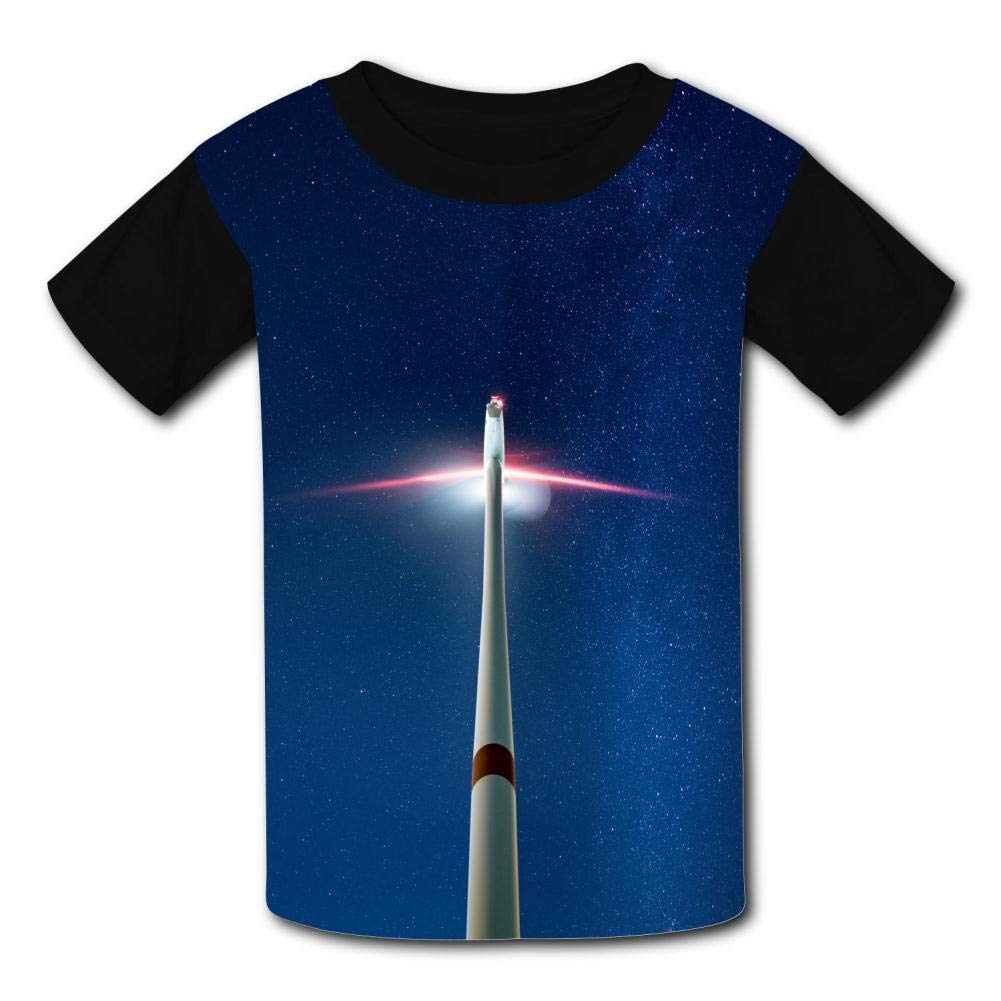 White Tower Flashing Light Child Short Sleeve Fashion T-Shirt of Boys and Girls