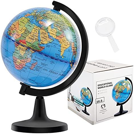 Fun Lites 10.6CM World Globe for Kids Learning, Educational Rotating World Map Globes Mini Size Decorative Earth Children Globe for Classroom Geography Teaching, Desk & Office Decoration