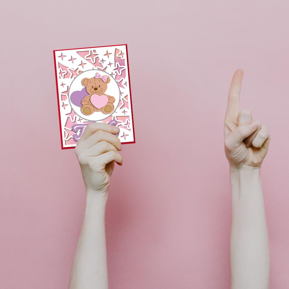 GLOBLELAND Fustelle eleganti a forma di orsetto per la creazione di biglietti con fiocco, orso, San Valentino, per fai da te, scrapbooking, diario, goffratura, decorazione artigianale