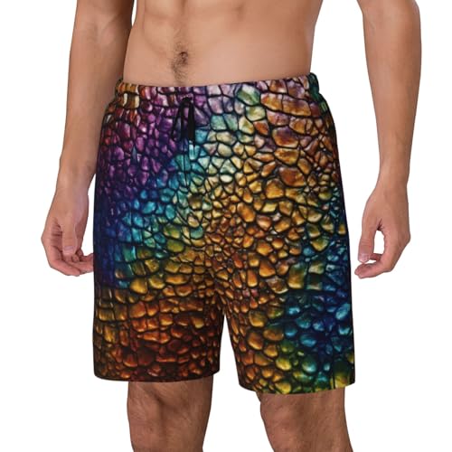 Classic Snake Skin Built-in Compression Lining Men's Double Swim Trunks Shorts Beach Shorts with Two Pockets2