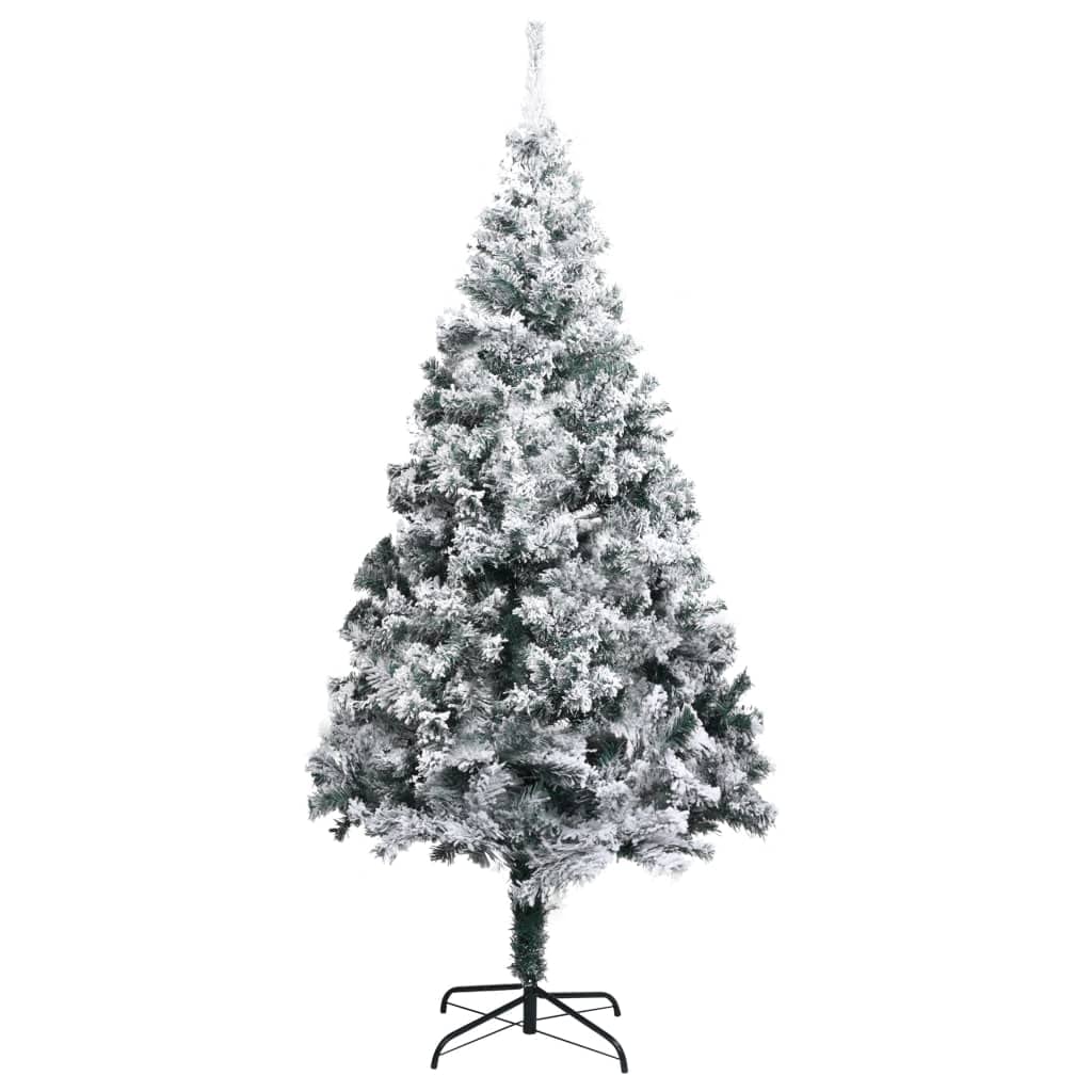 Künstlicher Weihnachtsbaum mit Schnee, Grün 240 cm PVC, 2100 Spitzen, extra Dicke Äste, Stabiler Metallständer für Innen- & Außenbereich